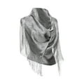 thumbnail image 1 of Bibifish Womens Silver Gray Textured Scarf Warm Soft Comfortable scarf with Tassel Autumn Winter Elegant Cozy Shawl for Casual Party trendy outfits, 1 of 2