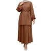 thumbnail image 1 of Bibifish Womens Skirt Set Elegant Muslim Women Solid Color Midi Top And Pleated Skirt Two Piece Set Modest Casual Daily Wear Outfits, 1 of 7