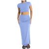 Bibifish Womens Skirt Set Spring Summer Crop Tops Short T Shirt With High Waist Bodycon Midi Skirt Casual Daily Wear Two Piece Outfit