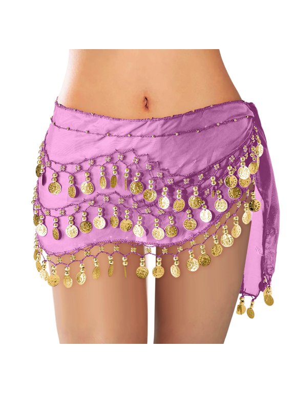 Womens Skirts Belly Dance Waist Belt Scarf Skirt With Coin Decoration Stage Party Show Dance Practice Daily Casual Wear Skirts