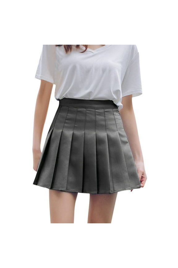 Womens Skirts High Waist A-Line Mini Skirts With Built In Shorts Slim Fit Solid Color Preppy Style Pleated Short Skirts