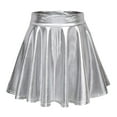 thumbnail image 1 of Bibifish Womens Skirts Metallic Sparkle Shiny Dance Disco Flared Pleated A-Line Mini Skater Skirts High Waist Stree Style Costome Skirts, 1 of 8