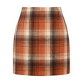 thumbnail image 1 of Bibifish Womens Skirts Plaid High Waist Pencil Mini Skirts Elegant Zip Up Bodycon Skirts Trendy Fall Winter Wrap Mini Skirts For Ladies, 1 of 4