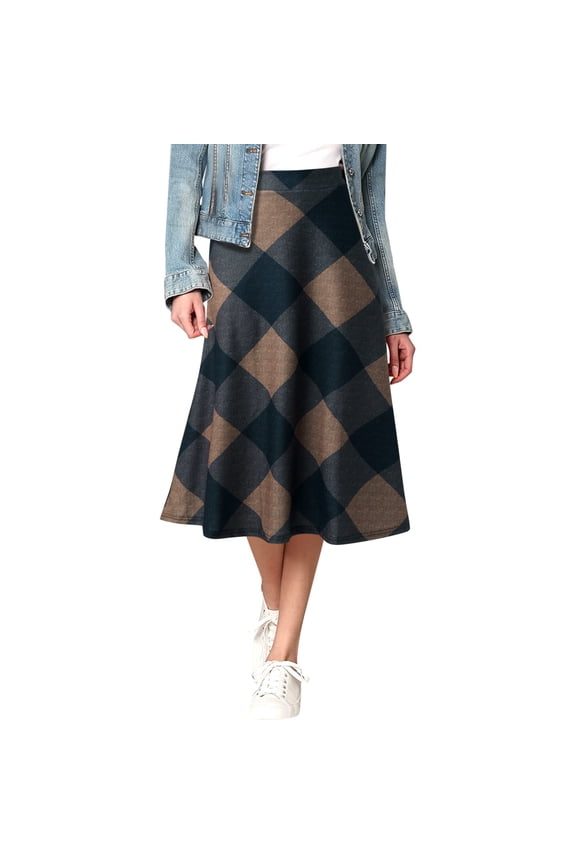 Womens Skirts Printed Pocket Relaxed Medium Mid-Length Straight Skirts Side Elastic Regular Fit Street Going Out Wear