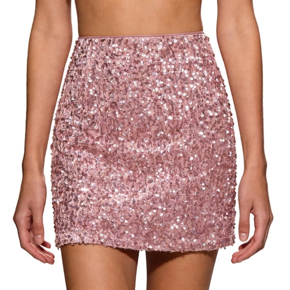 Bibifish Womens Skirts Sequin Skirts High Waist Shiny Slim Fit Mini Length Nightclub Party Skirts Performance Glamorous Bodycon Pencil Skirts