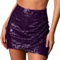 thumbnail image 1 of Bibifish Womens Skirts Short Ruffle Hem Tight Sequin Beaded Hugging Mini Carnival Party Skirts Mini Length Sparkly Streetwear Skirts, 1 of 5