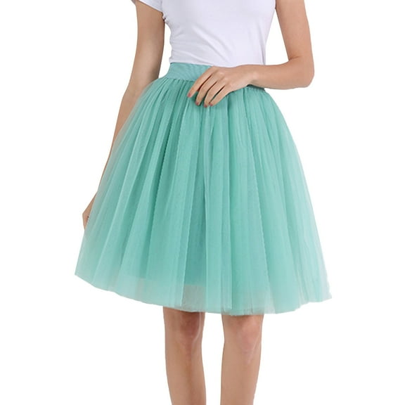 Bibifish Womens Skirts Solid Adult 80'S Tutu Skirts Layered Tulle Carnevale Skirts Knee Length Layered Dress Prom Party Midi Skirts