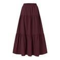 thumbnail image 1 of Bibifish Womens Skirts Solid Color Trendy Midi Skirts Spring Summer Solid Color Loose Fit Flowy Pleated Mid Length Skirts For Ladies, 1 of 5
