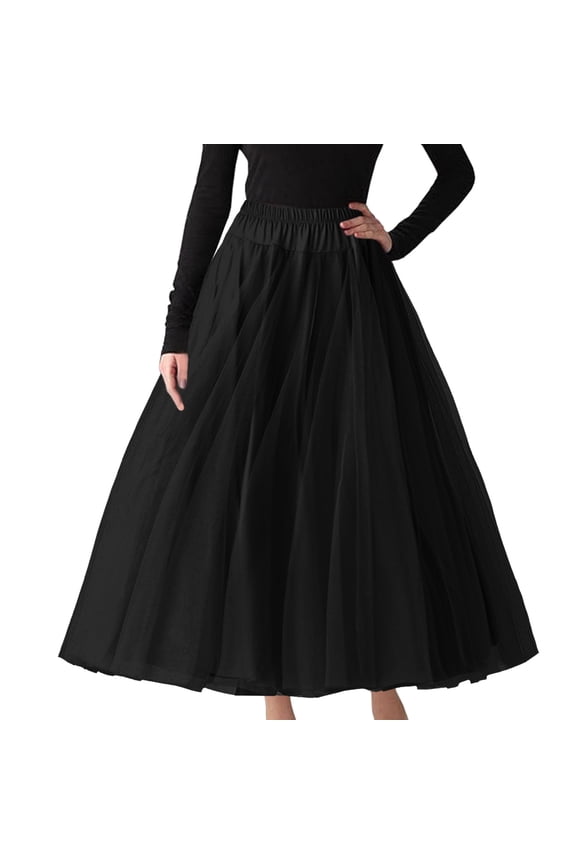 Womens Skirts Trendy Mesh Dance Skirts Carnival Themed Performance Party Holiday Skirts Maxi Length Celebration Stylish Skirts