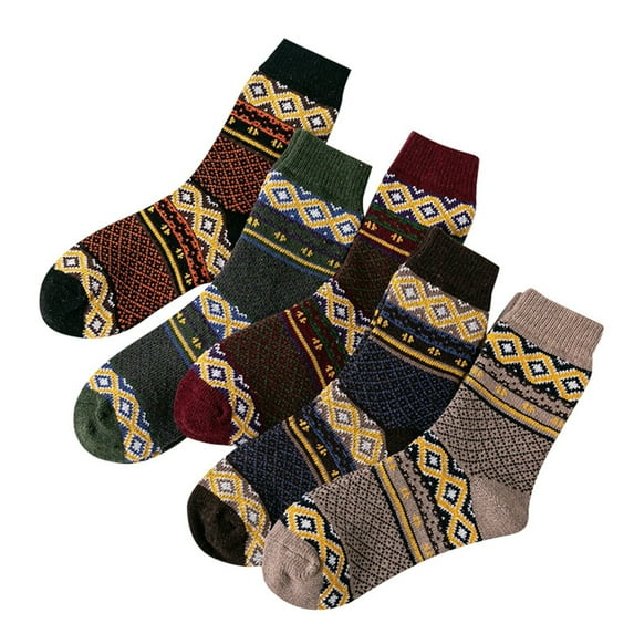 Bibifish Womens Socks 5 Pairs Chunky Knit Textured Socks Sets Crew Length Novelty Patterned Winter Warmthick Thermal Socks For Ladies