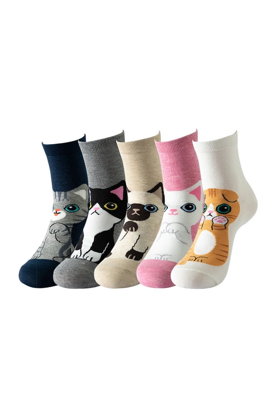 Womens Socks 5 Pairs Funny Dog Series Crew Sock Sets Cartoon Pattern Soft Fall Winter Daily Wear Daily Wear Mid Tube Socks