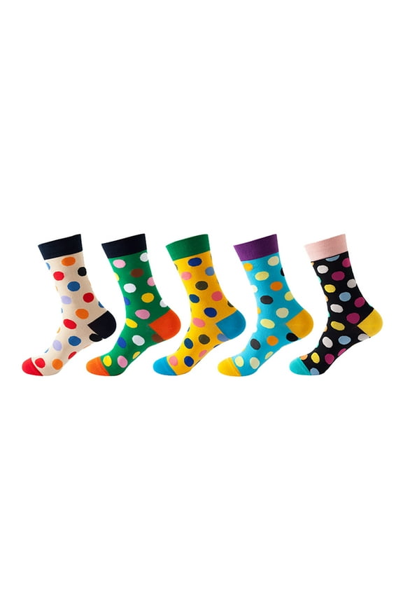 Womens Socks 5 Pairs Ladies Crew Socks Colorful Fruit Printed Socks Soft Breathable All Season Socks For Women Novelty Mid Socks