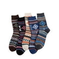 thumbnail image 1 of Bibifish Womens Socks 5 pairs Knit Mid Calf Socks Retro Double Layer Winter Warm Thick Thermal Crew Socks Breathable Colorful Stripe Socks For Ladies, 1 of 3