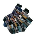 thumbnail image 1 of Bibifish Womens Socks 5 pairs Knit Mid Calf Socks Retro Double Layer Winter Warm Thick Thermal Crew Socks Breathable Colorful Stripe Socks For Ladies, 1 of 3