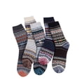 thumbnail image 1 of Bibifish Womens Socks 5 pairs Knit Mid Calf Socks Retro Double Layer Winter Warm Thick Thermal Crew Socks Breathable Colorful Stripe Socks For Ladies, 1 of 3