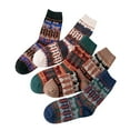 thumbnail image 1 of Bibifish Womens Socks 5 pairs Knit Mid Calf Socks Winter Mid Length Socks Warm Thermal Soft Thick Cozy Comfy Snowflake Patterned Crew Socks, 1 of 3