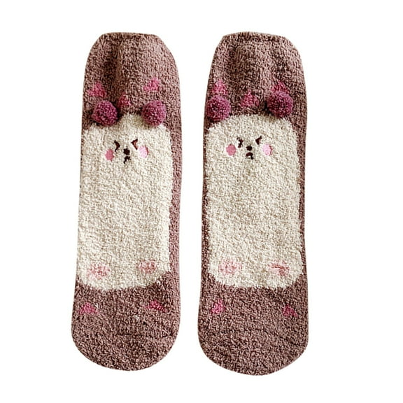 Bibifish Womens Socks Animal Cartoon Fuzzy Socks Trendy Ladies Winter Thermal Crew Socks Comfy Lightweight Girls Mid Calf Socks