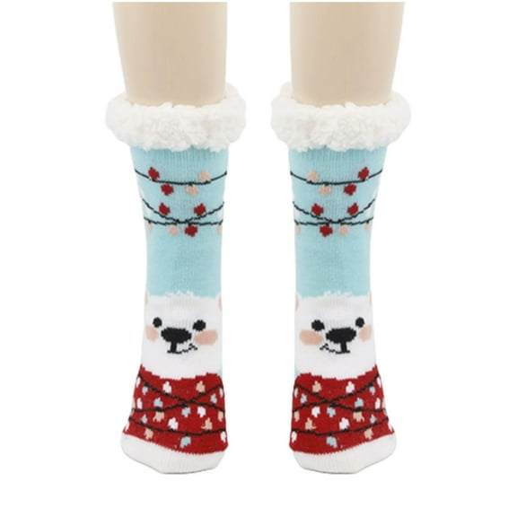 Bibifish Womens Socks Comfy Thermal Slipper Socks Mid Length Fleece Lined CozyThermal Lined Floor Socks Warm Sleeping Boot Socks