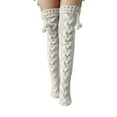 thumbnail image 1 of Bibifish Womens Socks Cute Cable Knitted Over The Knee Socks With Tassel Detail Winter Warm Stretchable Soft Yarn Textured Long Socks, 1 of 6