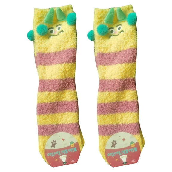 Bibifish Womens Socks Cute Novelty Cartoon Home Wear Fuzzy Socks Cozy Knitted Socks Thermal Fall Winter Daily Wear Girls Ladies Stretchy Socks