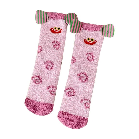 Bibifish Womens Socks Cute Novelty Cartoon Home Wear Fuzzy Socks Cozy Knitted Socks Thermal Fall Winter Daily Wear Girls Ladies Stretchy Socks