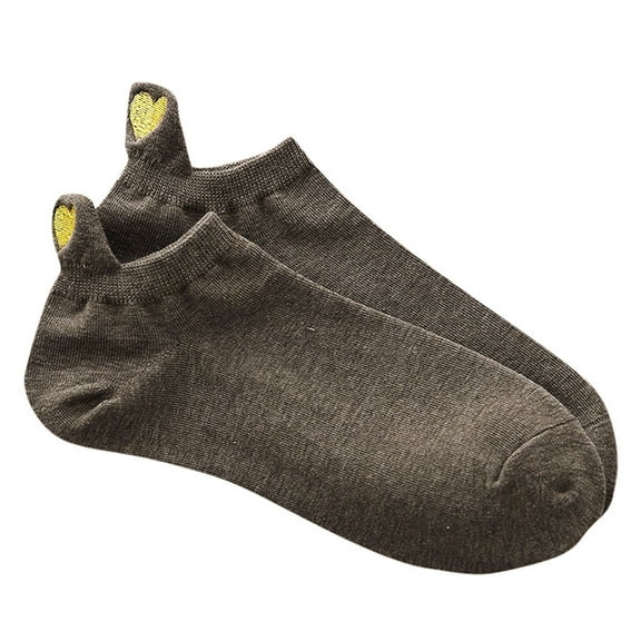 Bibifish Womens Socks Cute Solid Color Ankle Socks With Cute Hearted Print Casual Sports And Workout Irregular Low Cut Socks