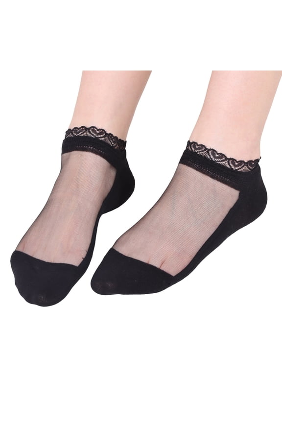 Womens Socks Lace Ruffle Sheer Ankle Socks For Ladies Elegant Transparent Short Socks Summer Breathable Womens Crew Socks