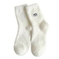 thumbnail image 1 of Bibifish Womens Socks Mid Tube Fuzzy Socks White Non Slip Socks With Cute Dog Embroidery Cozy Soft Fluffy Girls Mid Floor Socks, 1 of 6