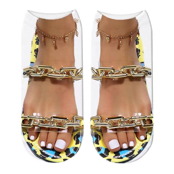 Bibifish Womens Socks Novelty Low Cut Socks Funny Flip Flop Sandal Printed Socks Soft Ankle Silly Socks Summer Novelty Funky Socks