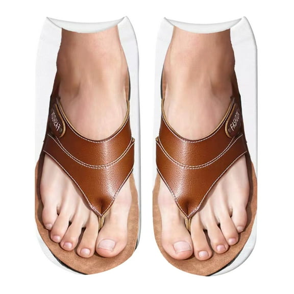 Bibifish Womens Socks Novelty Low Cut Socks Funny Flip Flop Sandal Printed Socks Soft Ankle Silly Socks Summer Novelty Funky Socks