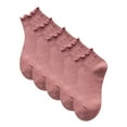 thumbnail image 1 of Bibifish Womens Socks Ruffle Frilly Low Top Socks Breathable Cute Knit Socks With Lettuce Trim 5 Pack Short Crew Socks For Ladies, 1 of 2