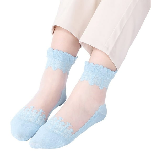 Bibifish Womens Socks Sheer Socks Summer Soft Cozy Elegant Lace Spliced Ankle Socks Above Ankle Socks Breathable Lightweight Sheer Socks