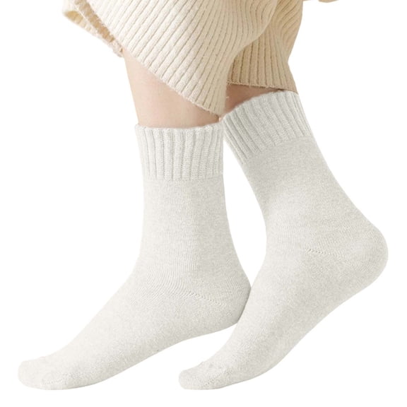 Bibifish Womens Socks Solid Color Winter Thickened Thermal Socks Cozy Fall Winter Cold Weather Daily Wear Above Ankle Socks For Ladies