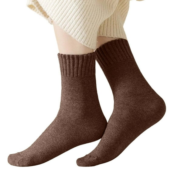 Bibifish Womens Socks Solid Color Winter Thickened Thermal Socks Cozy Fall Winter Cold Weather Daily Wear Above Ankle Socks For Ladies