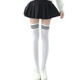 thumbnail image 1 of Bibifish Womens Socks Striped Thigh High Over Knee High Socks For Girls Casual Preppy Style Soft Breathable Thin Tights Long Stocking, 1 of 4