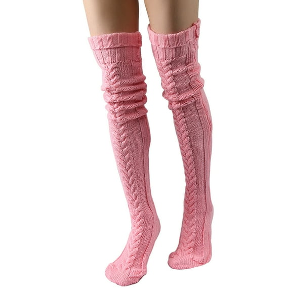 Bibifish Womens Socks Trendy Cable Knirtted Soft Over The Knee Length Socks Winter Daily Wear Soft Stretchy Long Socks For Ladies