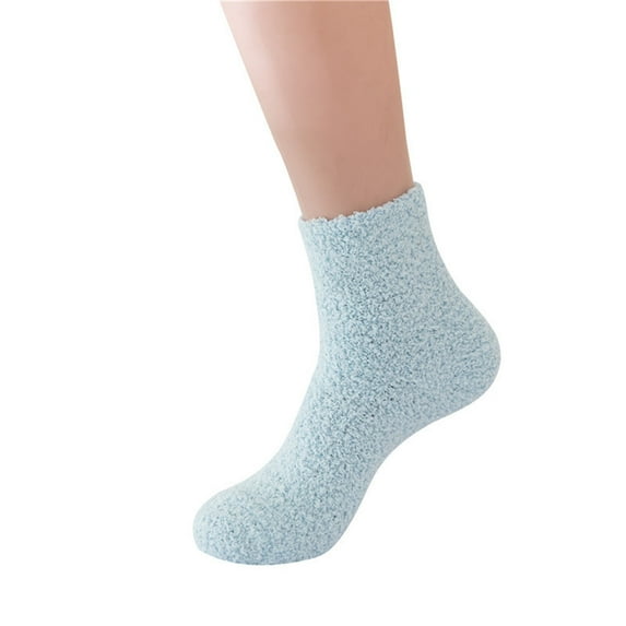 Bibifish Womens Socks Winter Warm Cute Candy Color Fuzzy Miedium Tube Socks Thermal Coral Mid Socks Ladies Trendy Floor Socks