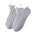 thumbnail image 1 of Bibifish Womens Socks Winter Warm Slipper Fuzzy Socks With Grips Comfy Cozy Thermal Lined Cute Fluffy Ruffle Ankle Socks For Home, 1 of 3