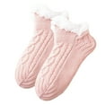 thumbnail image 1 of Bibifish Womens Socks Winter Warm Slipper Fuzzy Socks With Grips Comfy Cozy Thermal Lined Cute Fluffy Ruffle Ankle Socks For Home, 1 of 5