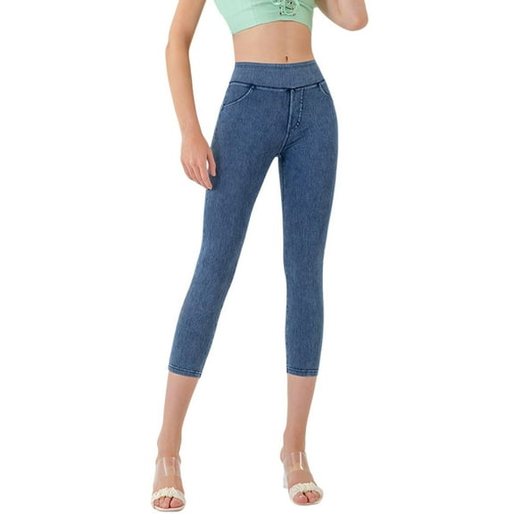 Bibifish Womens Solid Color Leggings Summer Capri Length Leggings Daily Yoga Sports Ladies Casual Workout Trendy Stylish Style Leggings