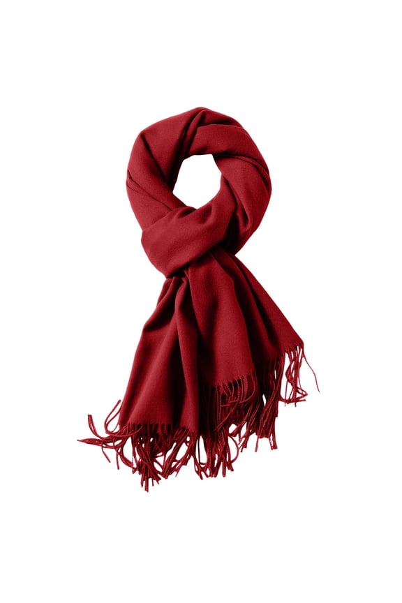 Womens Solid Royal Blue Scarf Warm Soft Flowy Fabric scarf with Tassel Autumn Winter Cozy Shawl for Outdoor Daily Wear & Leisure