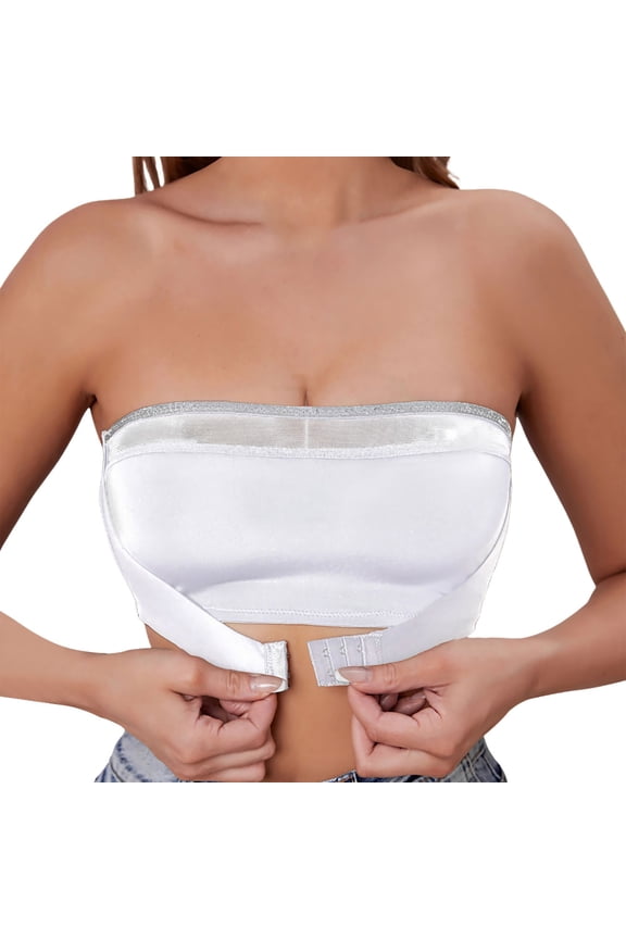 Womens Strapless Bras Back Closure Molded Cup Support Daily Bandeau Bras Casual Everyday Comfort Support Bras