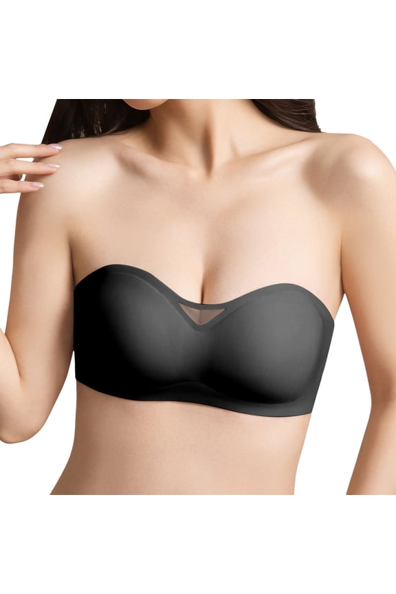 Womens Strapless Bras Non Contour Full Coverage Supportive Bras Wedding Low Cut Dresses Party Bandeau