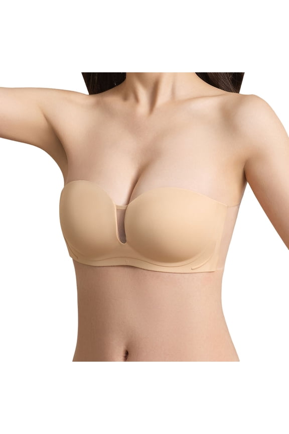 Womens Strapless Bras Non Molded Cup Supportive Bras Beathable Bandeau Invisible Wedding Dress Party Bras