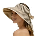 thumbnail image 1 of Bibifish Womens Straw Visor Large Brim Foldable Striped Sun Hat With Bow Tie Beach & Vacation Sun Hat, 1 of 5