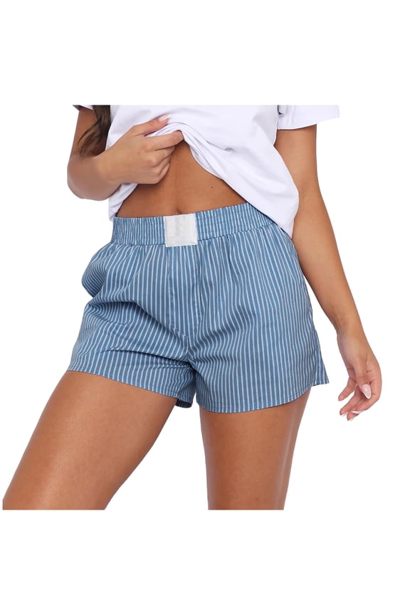 Womens Stripe Track Shorts Loose Casual Striped Pattern Daily Street Style Shorts Sports Shorts
