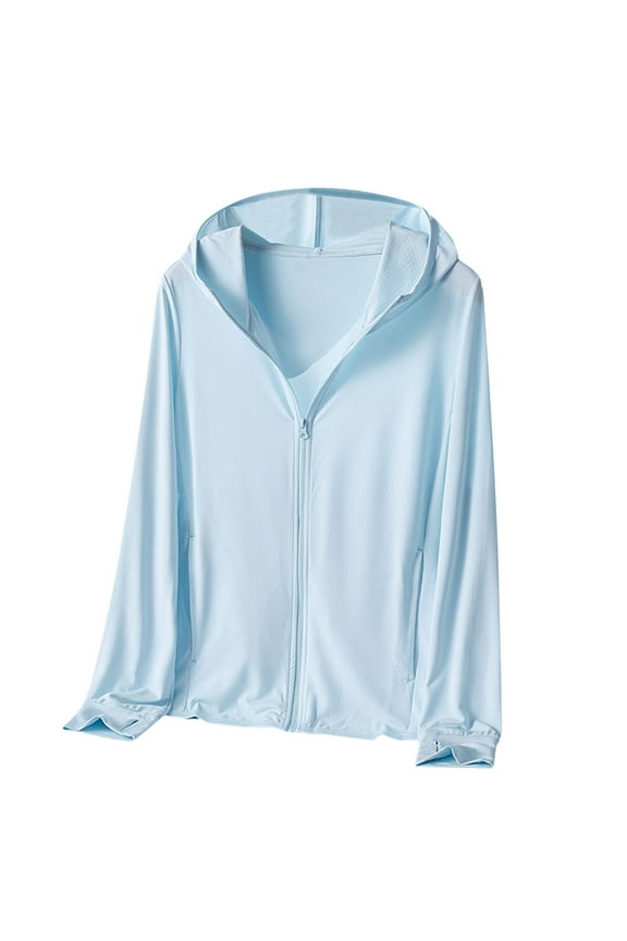 Womens Sun Protection Hoodie Jackets Zip Up Lightweight Hoodies Hiking Sun Proof Shirts Outdoor Full Zip Tops For Ladies