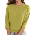 thumbnail image 1 of Bibifish Womens Sweaters Autumn Breathable Soft 3/4 Sleeve Pullover Sweaters Round Neck Solid Color Lightweight Loose Fit Knitted Tops, 1 of 7