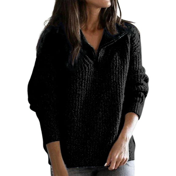 Bibifish Womens Sweaters Autumn Winter Half Zip Long Sleeve Knitted Sweaters Solid Color Comfy Workout Daily Wear Knit Pullover Tops