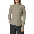 thumbnail image 1 of Bibifish Womens Sweaters Autumn Winter Warm Solid Color Half Turtleneck Knit Tops With Button Degisn Slim Fit Trendy Ladies Sweater Tops, 1 of 5